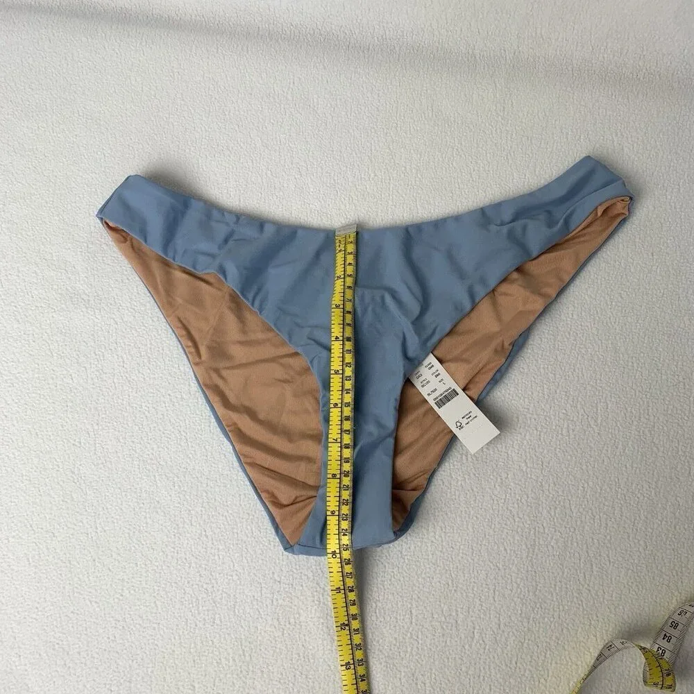 J. Crew Womens Bikini Bottom Large Baby Blue Curved High Waist Cheeky Swim NWT